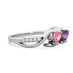 Lab Pink Sapphire Side By Side 14K White Gold ring R3090