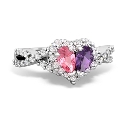 Lab Pink Sapphire Diamond Twist 'One Heart' 14K White Gold ring R2640HRT