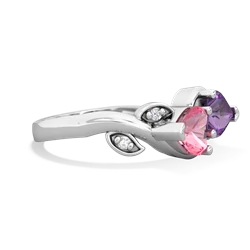 Lab Pink Sapphire Floral Elegance 14K White Gold ring R5790