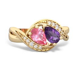 Lab Pink Sapphire Summer Winds 14K Yellow Gold ring R5342