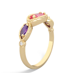 Lab Pink Sapphire Milgrain Marquise 14K Yellow Gold ring R5700