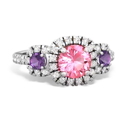 Lab Pink Sapphire Regal Halo 14K White Gold ring R5350