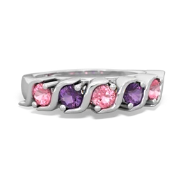 Lab Pink Sapphire Anniversary Band 14K White Gold ring R2089