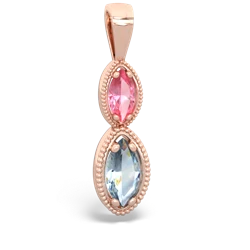 Lab Pink Sapphire Antique-Style Halo 14K Rose Gold pendant P5700