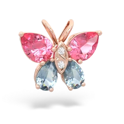 Lab Pink Sapphire Butterfly 14K Rose Gold pendant P2215