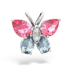 Lab Pink Sapphire Butterfly 14K White Gold pendant P2215