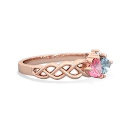 Lab Pink Sapphire Heart To Heart Braid 14K Rose Gold ring R5870