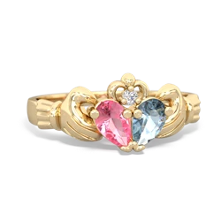 Lab Pink Sapphire 'Our Heart' Claddagh 14K Yellow Gold ring R2388