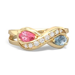 Lab Pink Sapphire Diamond Infinity 14K Yellow Gold ring R5390