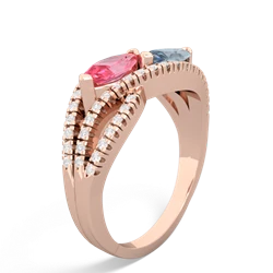 Lab Pink Sapphire Diamond Rivers 14K Rose Gold ring R3070