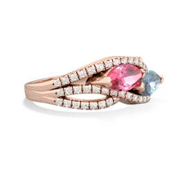 Lab Pink Sapphire Diamond Rivers 14K Rose Gold ring R3070