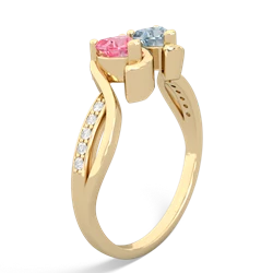 Lab Pink Sapphire Side By Side 14K Yellow Gold ring R3090