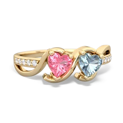 Lab Pink Sapphire Side By Side 14K Yellow Gold ring R3090