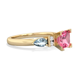 Lab Pink Sapphire 6Mm Princess Eternal Embrace Engagement 14K Yellow Gold ring C2002