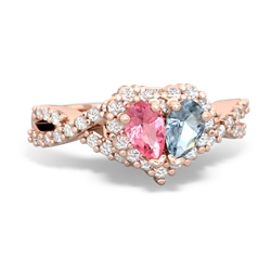 Lab Pink Sapphire Diamond Twist 'One Heart' 14K Rose Gold ring R2640HRT