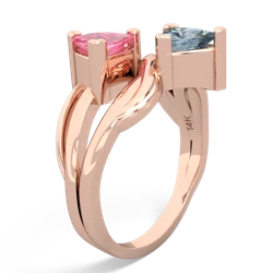 Lab Pink Sapphire Split Band Swirl 14K Rose Gold ring R2341