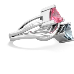 Lab Pink Sapphire Split Band Swirl 14K White Gold ring R2341