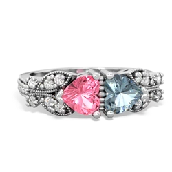 Lab Pink Sapphire Diamond Butterflies 14K White Gold ring R5601