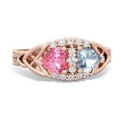 Lab Pink Sapphire Sparkling Celtic Knot 14K Rose Gold ring R2645