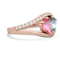 Lab Pink Sapphire Nestled Heart Keepsake 14K Rose Gold ring R5650