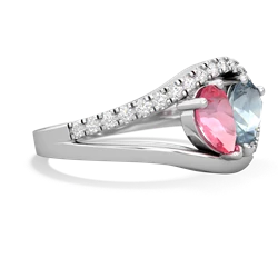 Lab Pink Sapphire Nestled Heart Keepsake 14K White Gold ring R5650