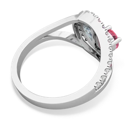 Lab Pink Sapphire Nestled Heart Keepsake 14K White Gold ring R5650