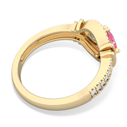 Lab Pink Sapphire Art-Deco Keepsake 14K Yellow Gold ring R5630