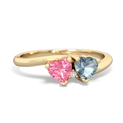 Lab Pink Sapphire Sweethearts 14K Yellow Gold ring R5260