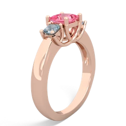 Lab Pink Sapphire Three Stone Trellis 14K Rose Gold ring R4015