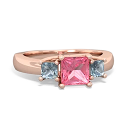 Lab Pink Sapphire Three Stone Trellis 14K Rose Gold ring R4015