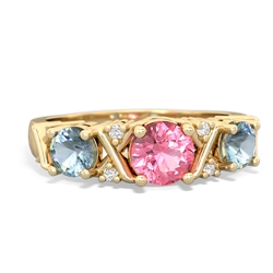 Lab Pink Sapphire Hugs And Kisses 14K Yellow Gold ring R5016