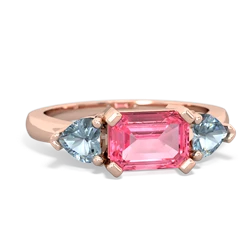 Lab Pink Sapphire Three Stone 14K Rose Gold ring R5235