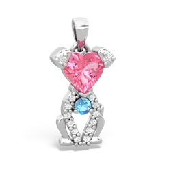 Lab Pink Sapphire Puppy Love 14K White Gold pendant P5800