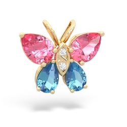 Lab Pink Sapphire Butterfly 14K Yellow Gold pendant P2215