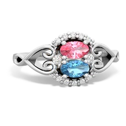 Lab Pink Sapphire Love Nest 14K White Gold ring R5860