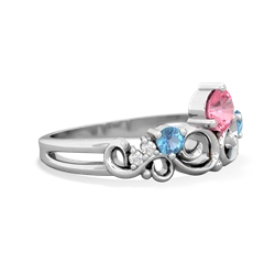 Lab Pink Sapphire Crown Keepsake 14K White Gold ring R5740