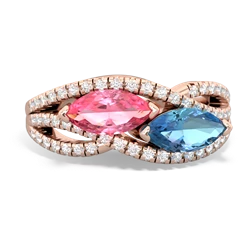 Lab Pink Sapphire Diamond Rivers 14K Rose Gold ring R3070