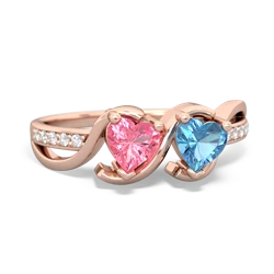 Lab Pink Sapphire Side By Side 14K Rose Gold ring R3090