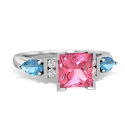 Lab Pink Sapphire 6Mm Princess Eternal Embrace Engagement 14K White Gold ring C2002