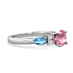 Lab Pink Sapphire 6Mm Round Eternal Embrace Engagement 14K White Gold ring R2005