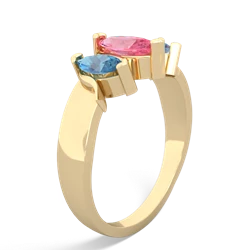 Lab Pink Sapphire Three Peeks 14K Yellow Gold ring R2433