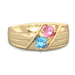 Lab Pink Sapphire Men's Streamline 14K Yellow Gold ring R0460