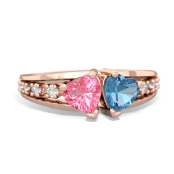 Lab Pink Sapphire Heart To Heart 14K Rose Gold ring R3342