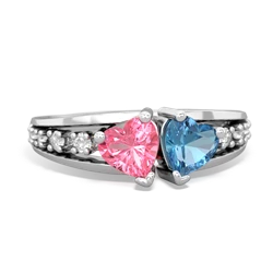 Lab Pink Sapphire Heart To Heart 14K White Gold ring R3342