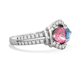 Lab Pink Sapphire Art-Deco Keepsake 14K White Gold ring R5630