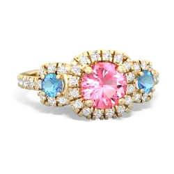 Lab Pink Sapphire Regal Halo 14K Yellow Gold ring R5350