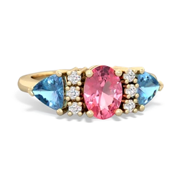 Lab Pink Sapphire Antique Style Three Stone 14K Yellow Gold ring R2186