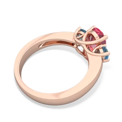 Lab Pink Sapphire Three Stone Oval Trellis 14K Rose Gold ring R4024