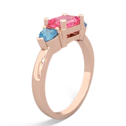 Lab Pink Sapphire Three Stone 14K Rose Gold ring R5235