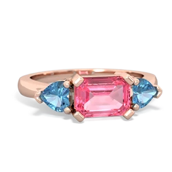 Lab Pink Sapphire Three Stone 14K Rose Gold ring R5235